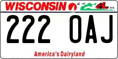 WI license plate 222OAJ