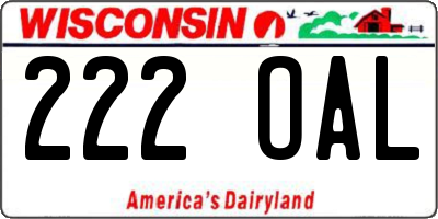 WI license plate 222OAL