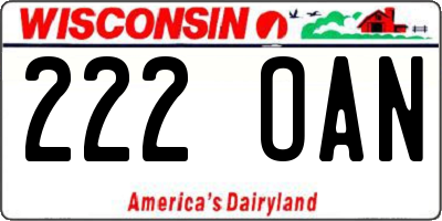 WI license plate 222OAN