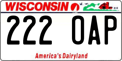 WI license plate 222OAP