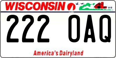 WI license plate 222OAQ