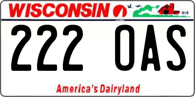 WI license plate 222OAS
