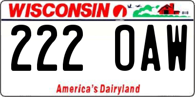 WI license plate 222OAW