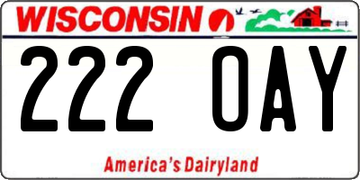 WI license plate 222OAY