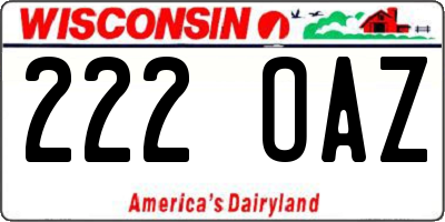 WI license plate 222OAZ