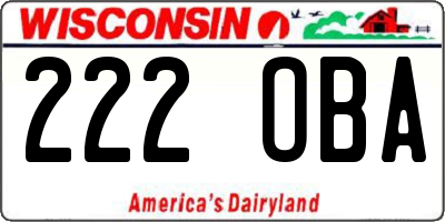 WI license plate 222OBA