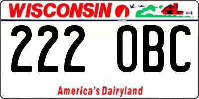 WI license plate 222OBC