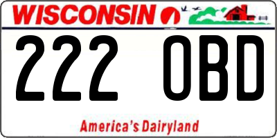 WI license plate 222OBD