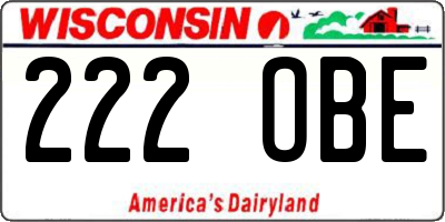 WI license plate 222OBE