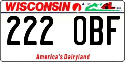WI license plate 222OBF