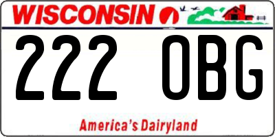 WI license plate 222OBG