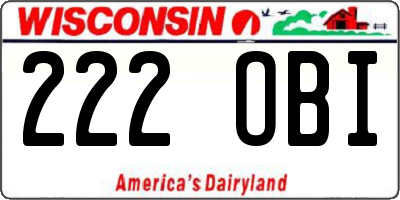 WI license plate 222OBI