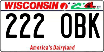 WI license plate 222OBK