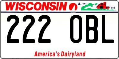 WI license plate 222OBL