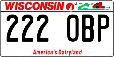 WI license plate 222OBP