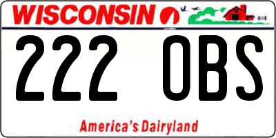 WI license plate 222OBS