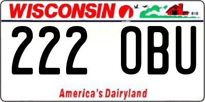 WI license plate 222OBU