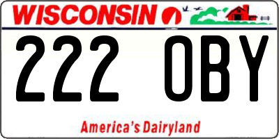 WI license plate 222OBY