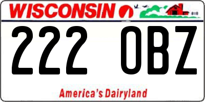 WI license plate 222OBZ