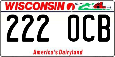 WI license plate 222OCB