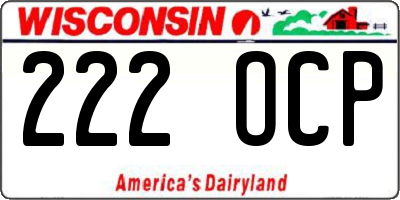 WI license plate 222OCP