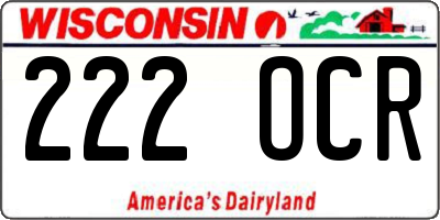 WI license plate 222OCR