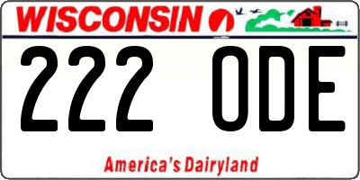 WI license plate 222ODE