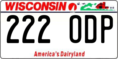 WI license plate 222ODP