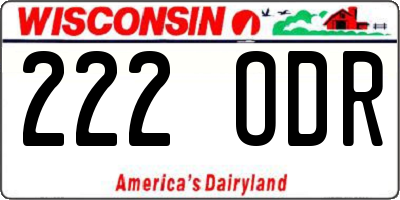 WI license plate 222ODR