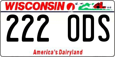 WI license plate 222ODS