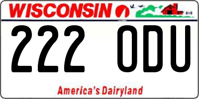 WI license plate 222ODU