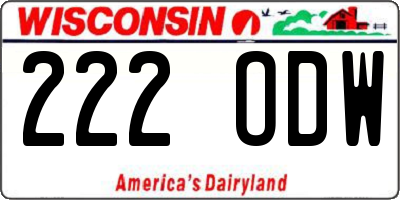 WI license plate 222ODW