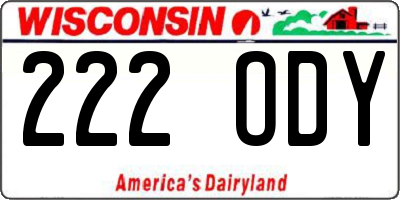 WI license plate 222ODY