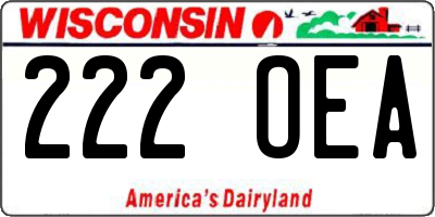 WI license plate 222OEA
