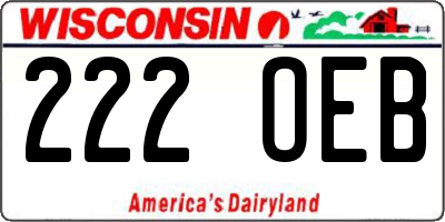 WI license plate 222OEB