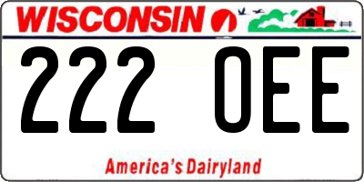 WI license plate 222OEE