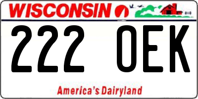 WI license plate 222OEK