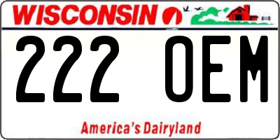 WI license plate 222OEM