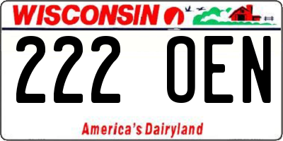 WI license plate 222OEN