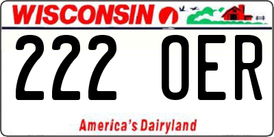 WI license plate 222OER