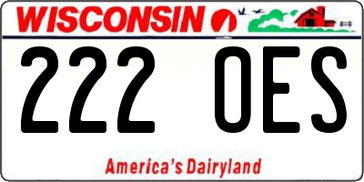 WI license plate 222OES