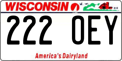 WI license plate 222OEY