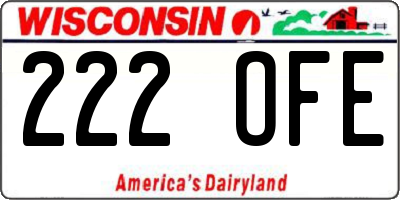 WI license plate 222OFE