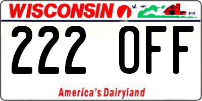 WI license plate 222OFF