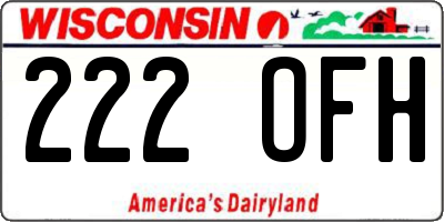 WI license plate 222OFH