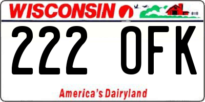 WI license plate 222OFK
