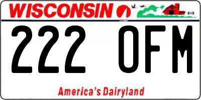 WI license plate 222OFM
