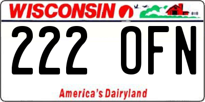 WI license plate 222OFN