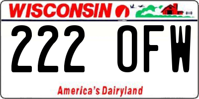WI license plate 222OFW