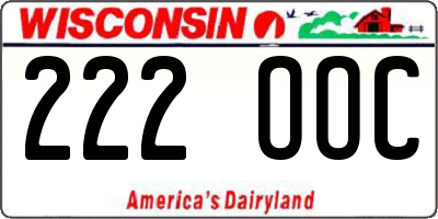 WI license plate 222OOC
